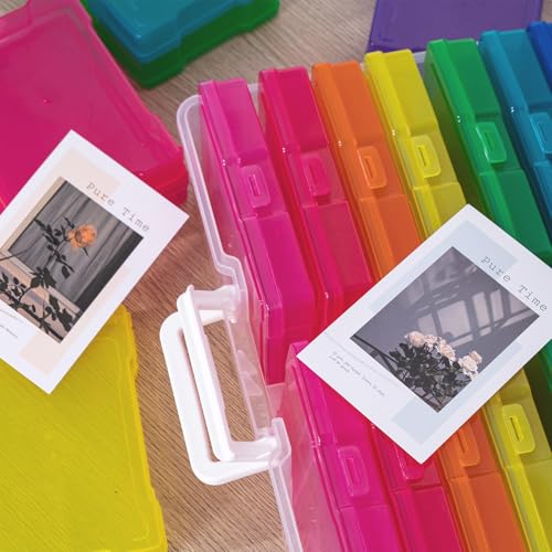 novelinks Transparent 4" x 6" Photo Cases and Clear Craft Keeper with Handle, 16 Inner Photo Organizers & Photo Storage Bo...