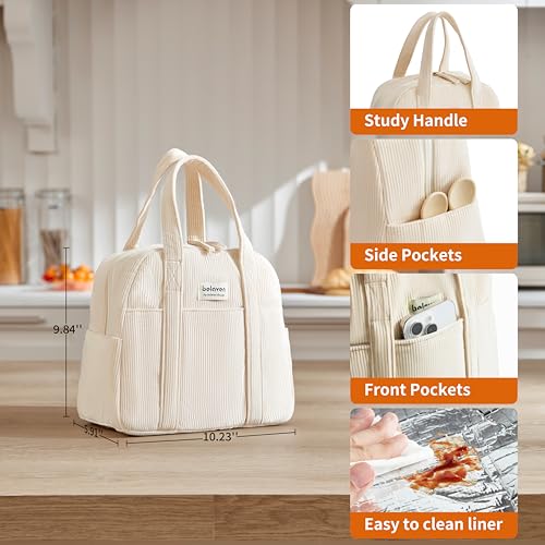 belaven Insulated Lunch Bag for Women, 6-Hour Cold Retention Cooler Tote with Sturdy Handle, 15-Can Spacious Capacity, Lea...