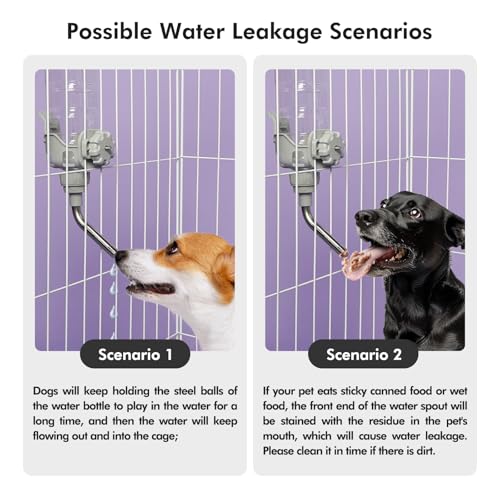 Vannon Dog Water Dispenser for Cage, 20oz Auto Feeding Crate Water Bottle for Dogs, Cats & Rabbits, Pet Nozzle Diameter: 1...