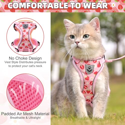KOOLTAIL Cat Harness and Leash Set, Escape Proof for Safe Walking & Travel, Reflective Comfortable Easy Control Adjustable...