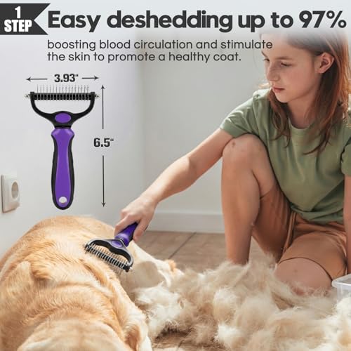 Bonteck Dog Slicker Brush for Dogs Grooming Kit 4PCS | Large Dog Brush for Goldendoodles Poodles Doodles | Long Pin Haired...