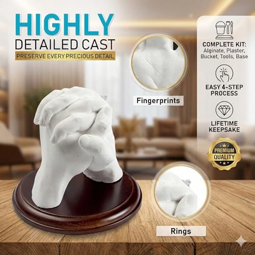 Hula Home Hand Casting Kit for Couples or Family with Mounting Plaque | Anniversary DIY Gifts Her & Him, Keepsake Sculptur...