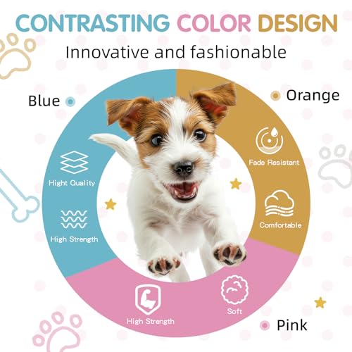 Pawhuggies Tri-Color Dog Harness - Adjustable Step-in No Pull Harness for Large Dogs, Heavy Duty, Easy Walking, Blue Pink
