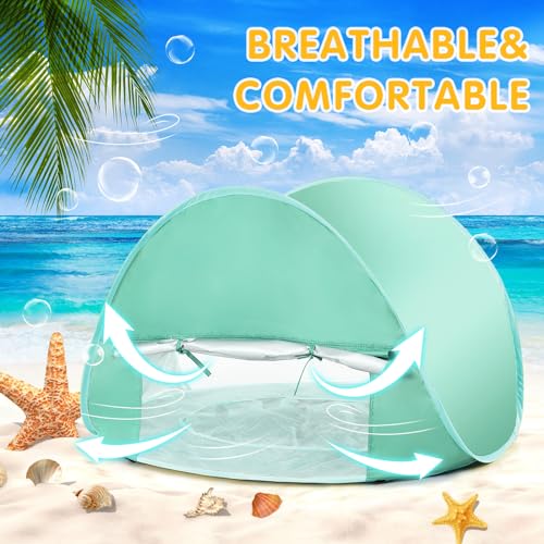 Baby Beach Tent with Pool, Pop Up Sun Shelter UPF 50+ UV Protection for Infant Toddlers, Portable Shade Tent with Carry Ba...