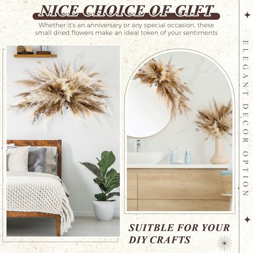 Layhit 1 Set Boho Dried Flower Wall Hanging 35 inch Pampas Grass Bouquet Dry Flower for Vase Crafts DIY Handmade Floral Pl...