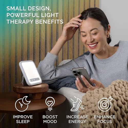 Verilux HappyLight Mini - Portable & Compact Light Therapy Lamp with 10,000 Lux, UV-Free, LED Light with Adjustable Bright...