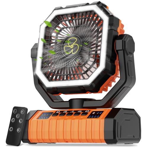 Camping Fan Rechargeable, 20000mAh Large Battery Powered Fans, 4 Speed Rechargeable Fan Portable with Remote, Cordless Bat...