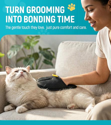 Bispoy Pet Hair Removal Glove for Dogs & Cats - Upgraded Reusable Electrostatic Pet Hair Glove, Pet Hair Remover Tool for ...