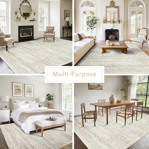 Srugn Washable Rugs 8x10 Area Rugs for Living Room,Ultra Soft Faux Wool Retro Rugs for Bedroom,Dining Room,Non Slip&Non-Sh...