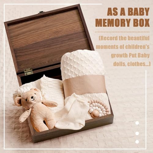 EDUROMI Walnut Wooden Memory Keepsake Box with Hinged Lid and Latch for Precious Items, Decorative Keepsake Box for Memori...