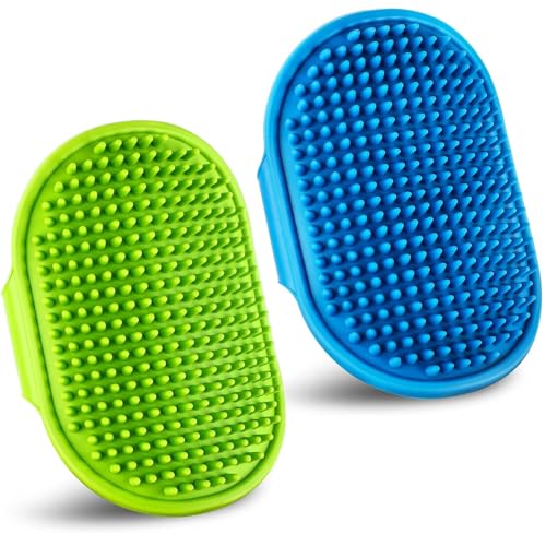 Kwispel Dog Grooming Brush, Pet Shampoo Bath Brush Dog Grooming Shedding Brush Soothing Massage Rubber Comb with Adjustabl...