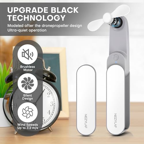 Nezylaf Portable mini handheld Fan, small Rechargeable Personal Fan for 9-15 Hours Runtime, Pocket Design for Travel/Women...