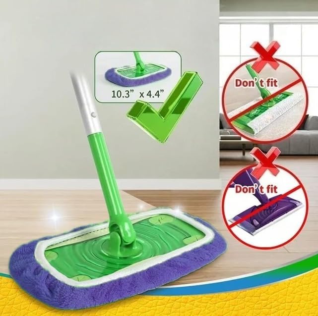 Microfiber Mop Pads - 4 Pack Reusable Washable Refills for Wet & Dry Floor Cleaning - Fits Most Standard Mops - Purple Hou...