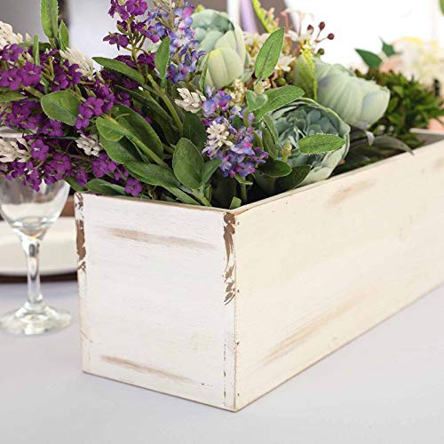 18x6-Inch Natural Whitewashed Wood Rustic Rectangular Planter Boxes Holders Centerpieces Wedding Decorations Party