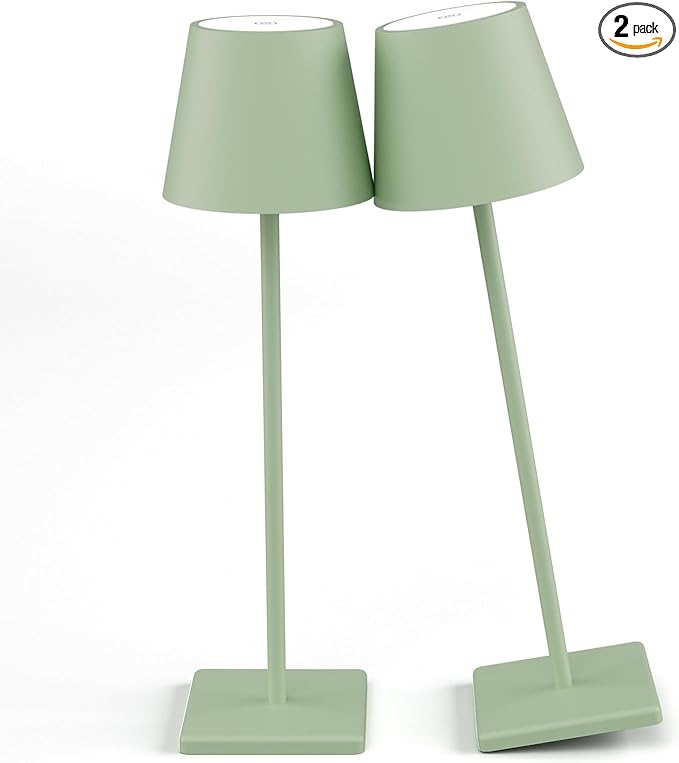 Aoceley 2-Pack LED Cordless Table Lamp, Rechargeable Battery Desk lamp 3W 5500mAh Battery Operated Stepless Dimming Modern...