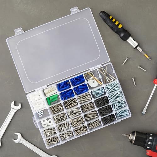 Juvale Jewelry Organizer Box - 3-Pack, 1.7 x 10.75 x 7 In, Clear Plastic - Bead Storage Containers with 36 Compartments & ...