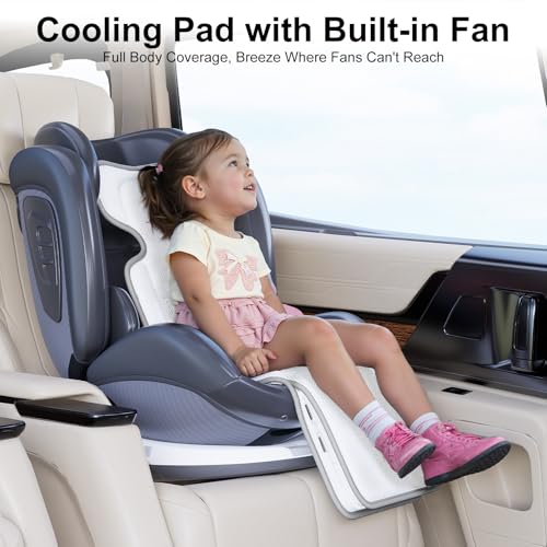 AMACOOL Baby Stroller Cooling Pad, 3D Breathable Carseat Cooling Pad with 2 Built-in Blower, Max 10H Ventilation 3 Speeds ...