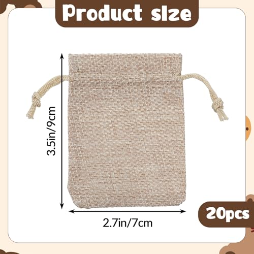 QfwdfcTrenz 20pcs Small Burlap Gift Bags, 2.7 X 3.5 Inch Linen Brown Small Burlap Bags With Drawstring Small Gift Pouches ...