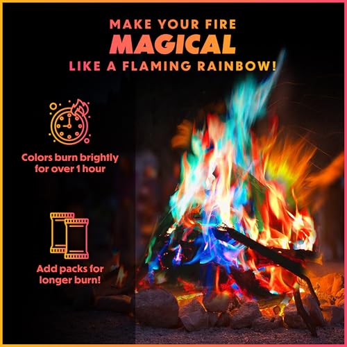 Magical Flames Fire Color Packets (25 Pack), Vibrant Multi-Color Fire for Fire Pits, Campfires, Bonfires & Fireplaces - Ca...