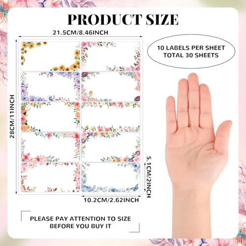 Zhanmai 300 Pcs Personalized Return Address Mailing Labels Floral 2x4 Inch Self Adhesive Stickers Printable Gift Custom La...