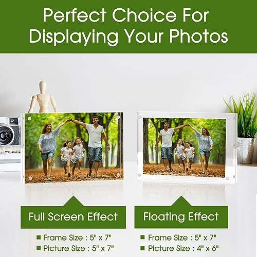 Syntrific 5x7 Acrylic Photo Frame 5Pack Premium Acrylic Photo Frame Magnetic Picture Frames Clear