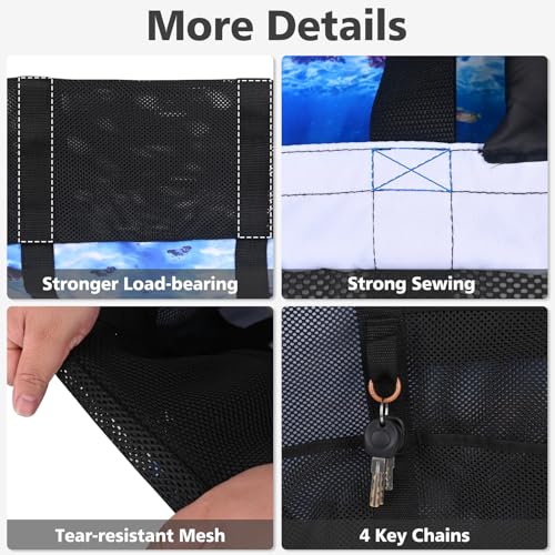 Fomaris Mesh Beach Bag - Large Beach Tote with Zipper Pocket, Toys Pool Bag for Family Travel Vacation Cruise Essentials