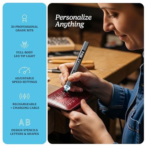 EtchMate Engraving Pen for Metal, Wood, Glass, Plastic & All Materials - Cool Birthday Gift Ideas - Engraver Pen Tool - Te...