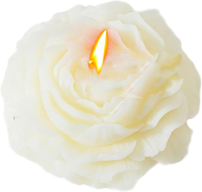 Peony Flower Shape Candles 1 Pack Soy Wax Decorative Candle for Bedroom Home Scented Candle Gift to Friends Family (White)