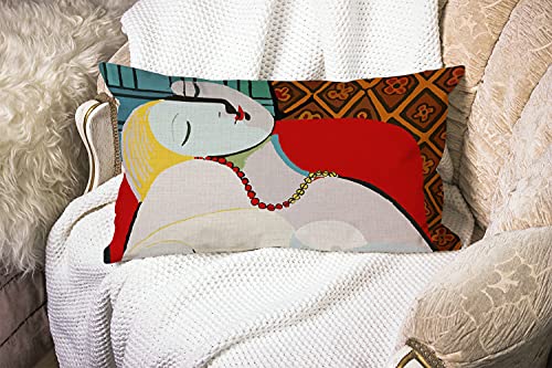 Smooffly Picasso Le Reve The Dream Farmhouse Pillow Cover Lumbar Pillow Cover Home Decorative Cotton Linen Cushion Case fo...