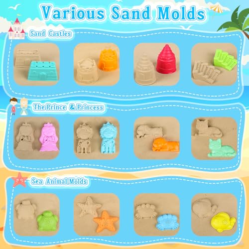 Collapsible Beach Toys for Kids Toddlers, Foldable Sand Bucket and Shovels Set with Mesh Bag & Sand Castle Building Kit, T...