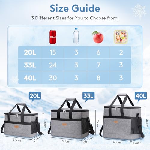 Lifewit Cooler Bag 30/50/60 Cans Collapsible and Insulated Large Lunch Bag Leakproof Soft Cooler Portable Tote for Campin...