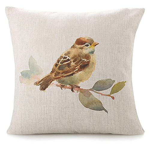 VERSUSWOLF Throw Pillow Covers for Couch Baby Sparrow Bird Bed Or Sofa Pillows Case A Hand Watercolor Painted Cute Brown B...