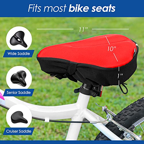 Blue Onion Gel Bike Seat Covers with Safety Reflector - The Most Comfortable Exercise Bike Seat Cushion Cover with Thicker...