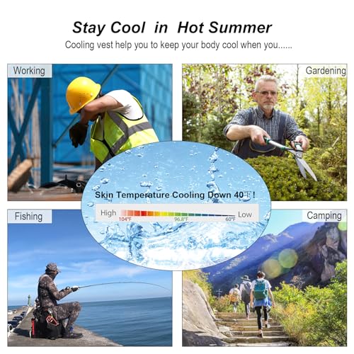 Cooling Vest for Men and Women with Air Conditioning Fans，Water-resistant Surface Lightweight Quick Dry with UV Protection