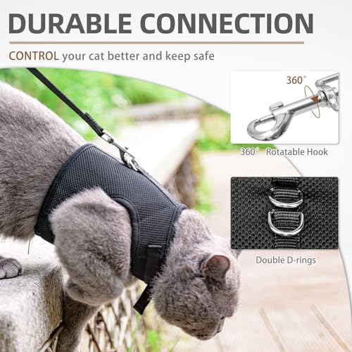 PUPTECK Soft Mesh Cat Vest Harness and Leash Set Puppy Padded Pet Harnesses Escape Proof for Cats Small Dogs Rabbits Bunn...
