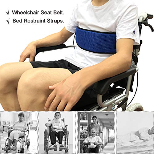 Wheelchair Seat Belt Adjustable Medical Wheelchair Safety Harness for Patient Caring, Cushion Harness Straps with Easy Rel...