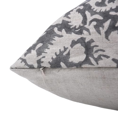 Fabritual Handmade Block Print Pure Linen 20X20 Inch Throw Pillowcase Cushion Cover with Zipper, Outdoor, Home Décor, for ...