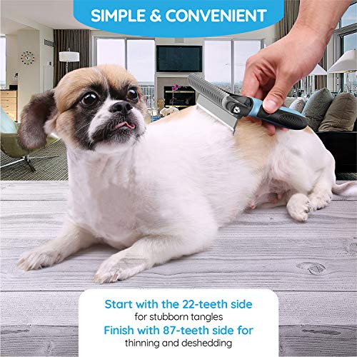 Dog Brush and Cat Brush – 2 Sided Pet Grooming Tool for Deshedding, Mats & Tangles Removing – No More Nasty Shedding and F...