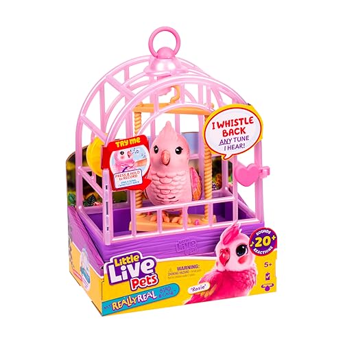 Little Live Pets My Really Real Talking Bird Toy & Cage - Rosie, Interactive Voice Repeating Toy, 20+ Sounds & Reactions, ...