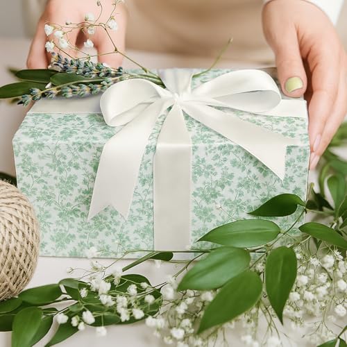 Faccito Green 8 Pack Floral bridesmaid proposal Gift Boxes 8 x 8 x 4 Inch Flower Paper Boxes with Ribbon Label Card for We...