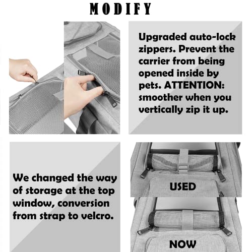 GAPZER Pet Carrier for Large Cats, Soft-Sided Cat Carrier for Medium Big Cats and Puppy up to 20lbs, Washable Dog Carrier ...