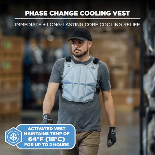 Ergodyne 6210 Phase Change Lightweight Cooling Ice Vest, Cooling Relief for All Environments, Cooling Towel Included
