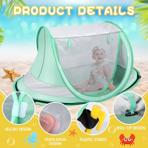 Baby Beach Tent,Large Pop Up Beach Tent Sun Shade for Beach,Portable Baby Travel Tent with Mosquito Net,Indoor Baby Play T...