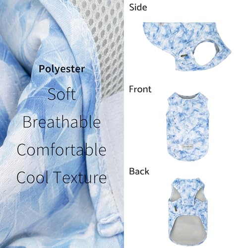 Fitwarm Ice Print Dog Cooling Vest, Summer Clothes for Small Dogs, Pet Outfit, Blue, White, Large