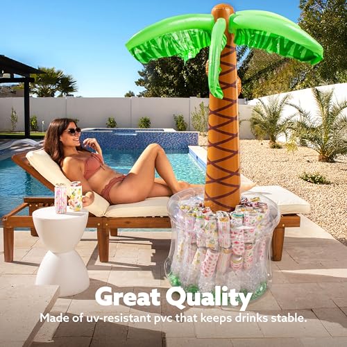 JOYIN 60" Inflatable Palm Tree Cooler, Beach Theme Decor, Pool Party Decorations, Luau Hawaiian Birthday Party Supplies, O...