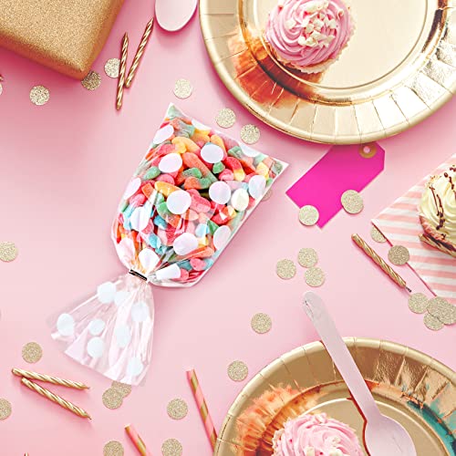 Aodaer 100 Pieces 10.6 x 5.1 In White Cellophane Bags Plastic Candy Gift Bag Cellophane Treat Bags with Twist Ties Stripes...