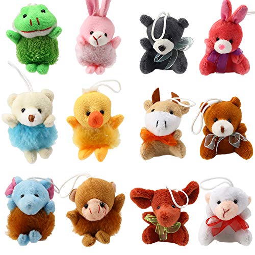 32 Piece Mini Plush Animal Toy Set, Cute Small Animals Plush Keychain Decoration for Themed Parties, Kindergarten Gift, Te...