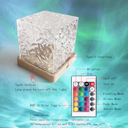 BENCACAO Ocean Wave Projector Light, Rechargeable Cube 16 RGB Color Changing Water Ripple Mood Lamp for Bedroom,Bathroom D...