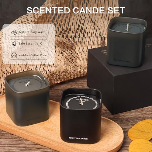 Luxury Scented Candles for Men Gift Set- 3 Pack Teakwood,Sandalwood & Vanilla Mens Candles | Essential Oil Soy Wax Candle ...