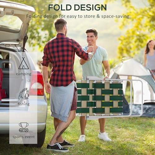 Outsunny Set of 2 Patio Folding Chairs, Classic Outdoor Camping Chairs, Portable Lawn Chair Set for Camping, Garden, Pool,...